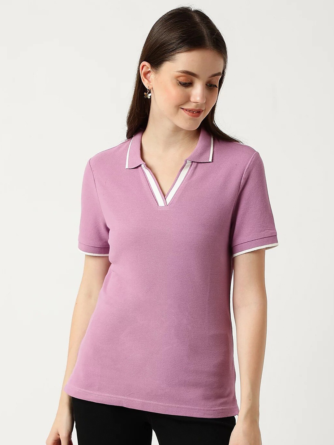 

Marks & Spencer Polo Collar Pure Cotton T-shirt, Pink