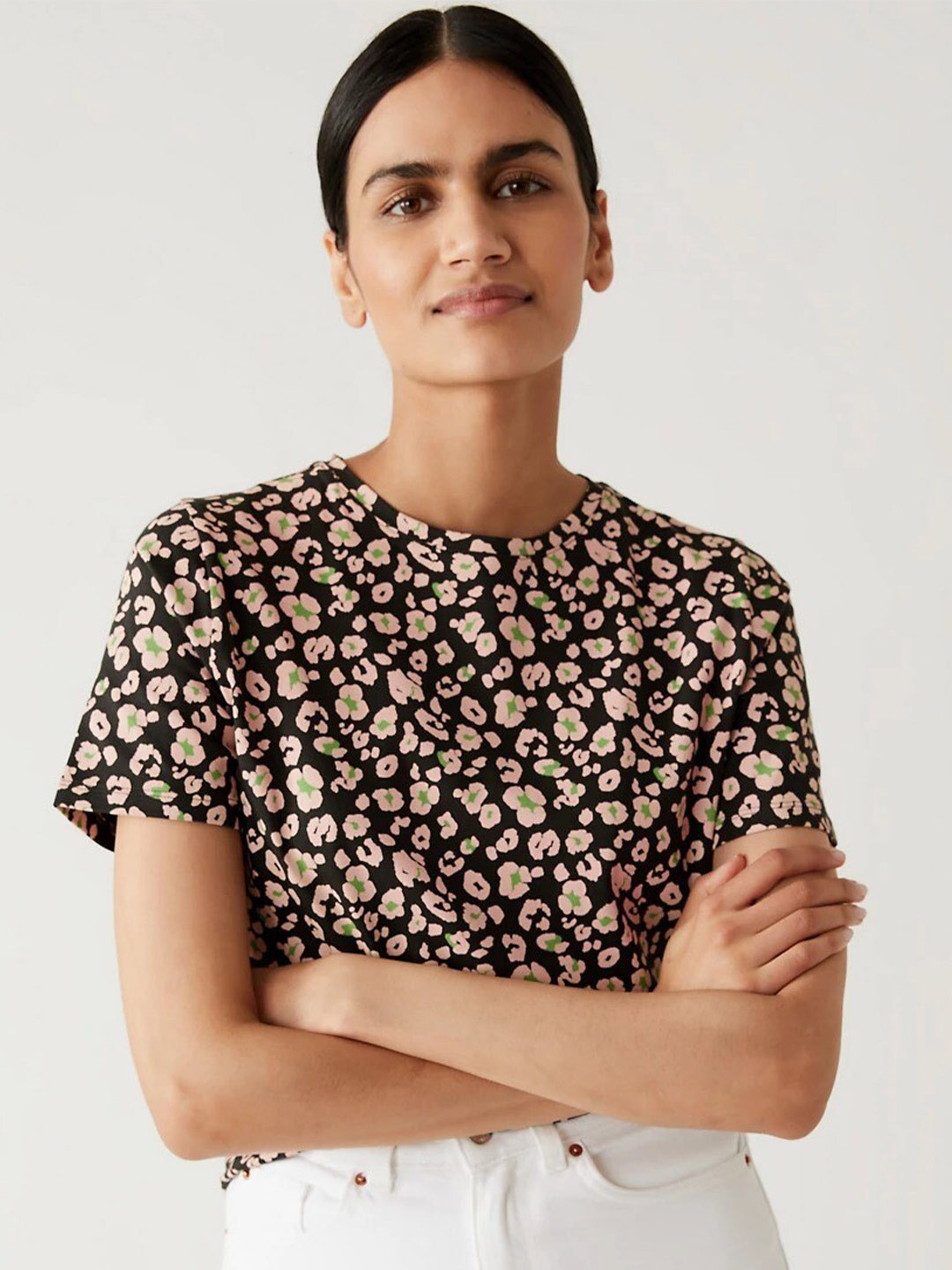 

Marks & Spencer Slim Fit Abstract Printed Cotton T-shirt, Pink