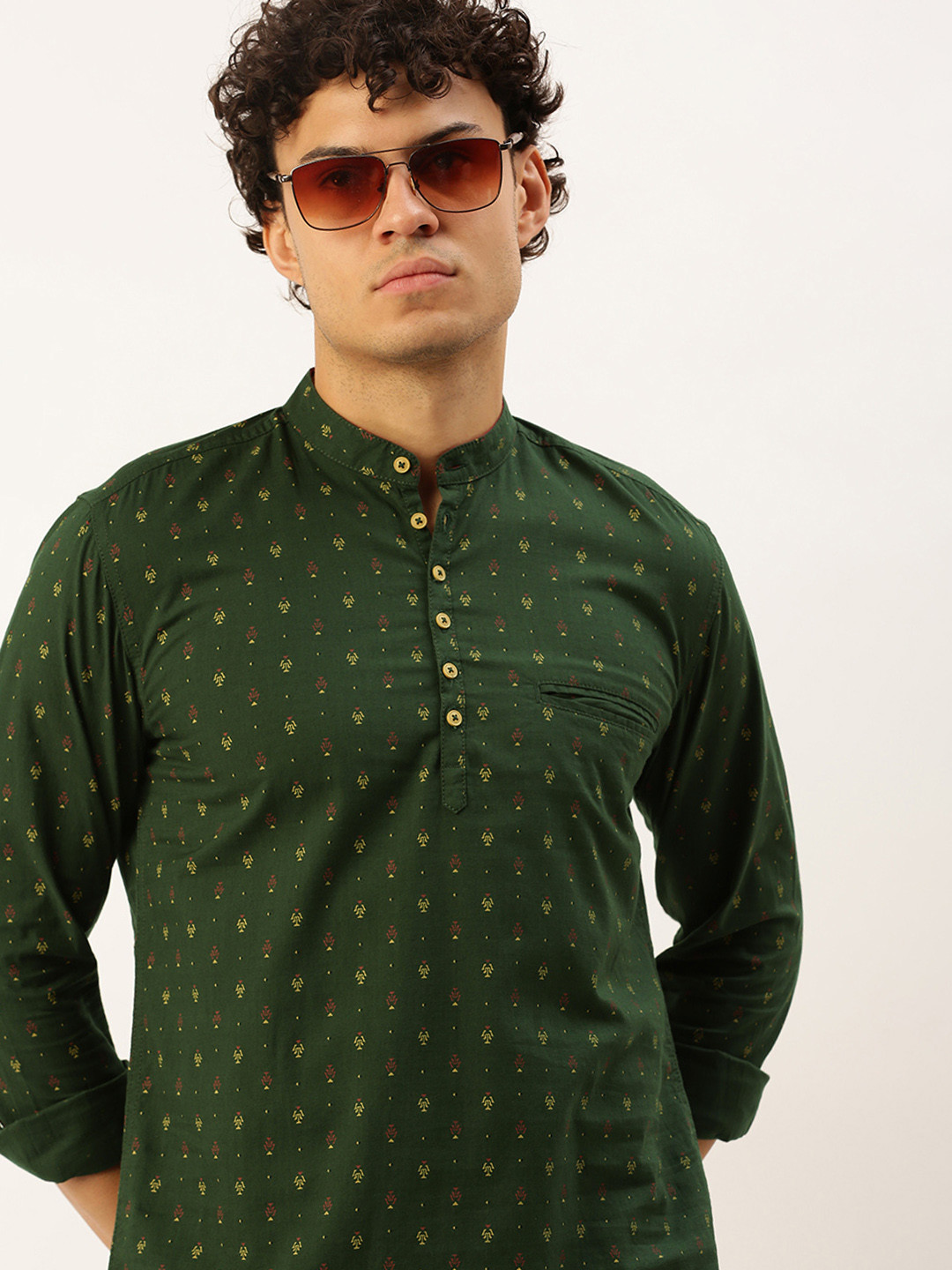 

IVOC Men Ethnic Motifs Printed Kurta, Green