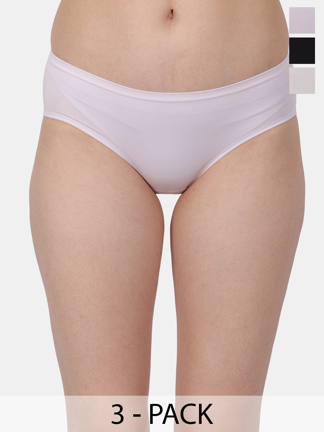 

Amour Secret Pack Of 3 Mid-Rise Leak Proof Hipster Briefs P3312_Prl_Gry_Blk, Purple