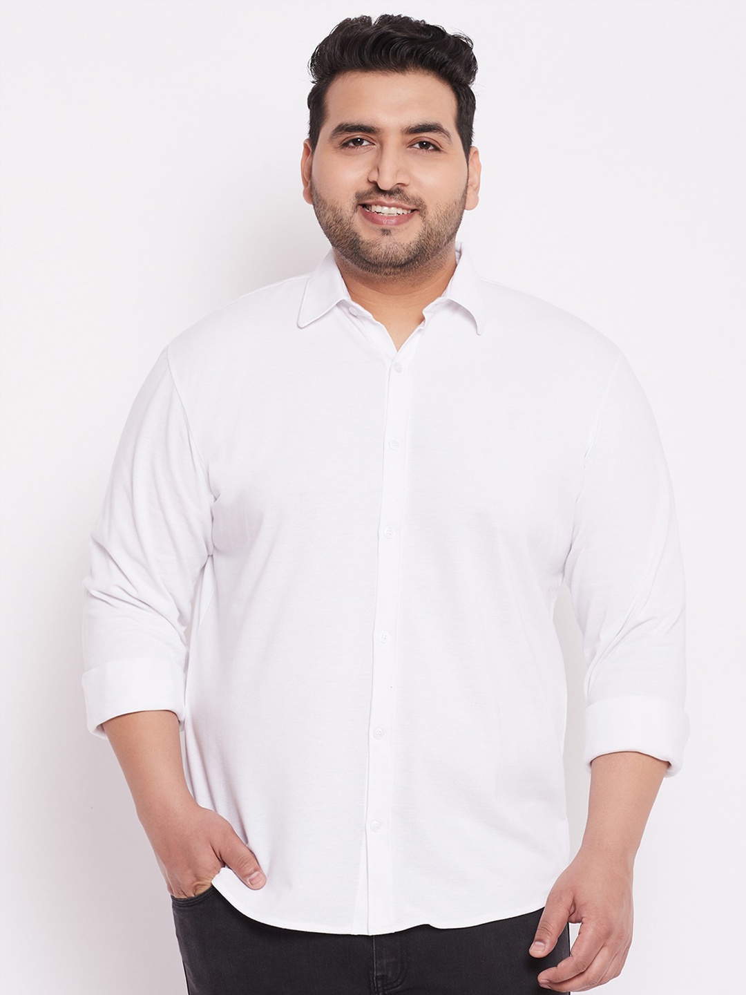 

WILD WEST Plus Comfort Cotton Casual Shirt, White