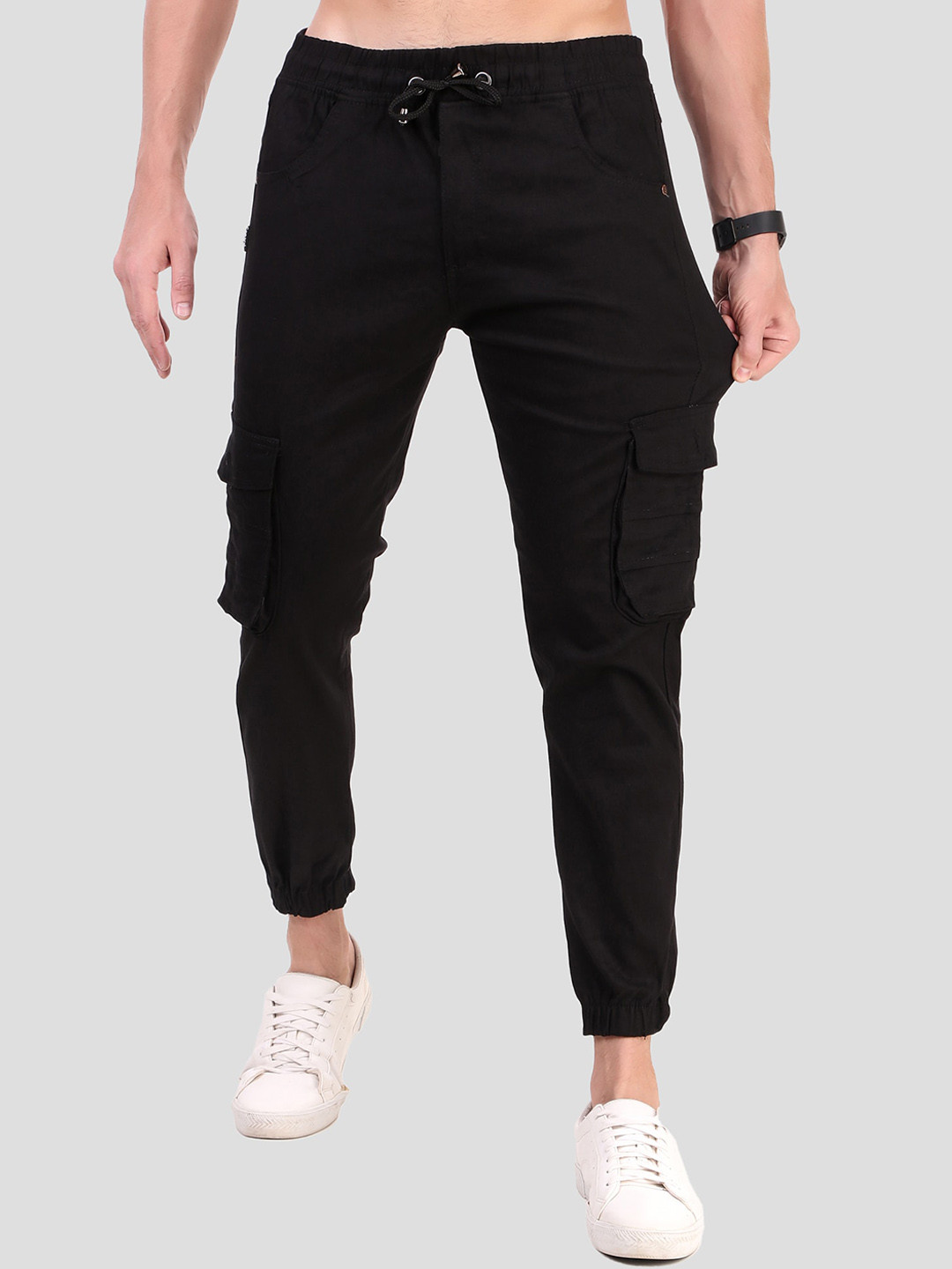 

PLUS 91 Men High-Rise Cotton Joggers, Black
