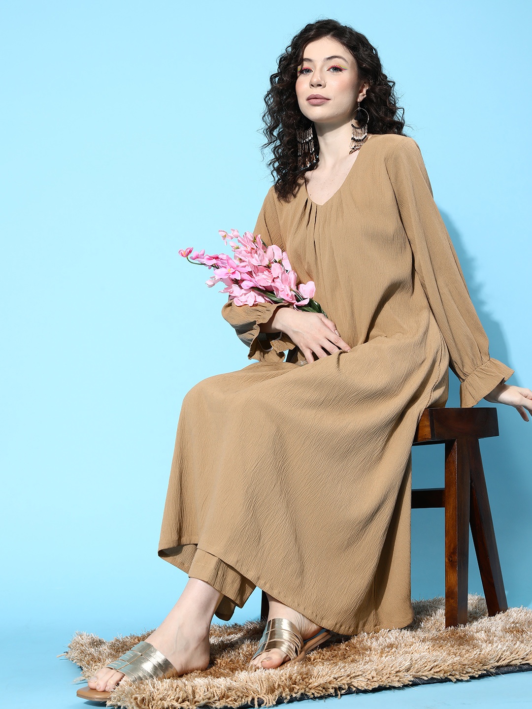 Varanga Empire Kurta with Trousers, Beige
