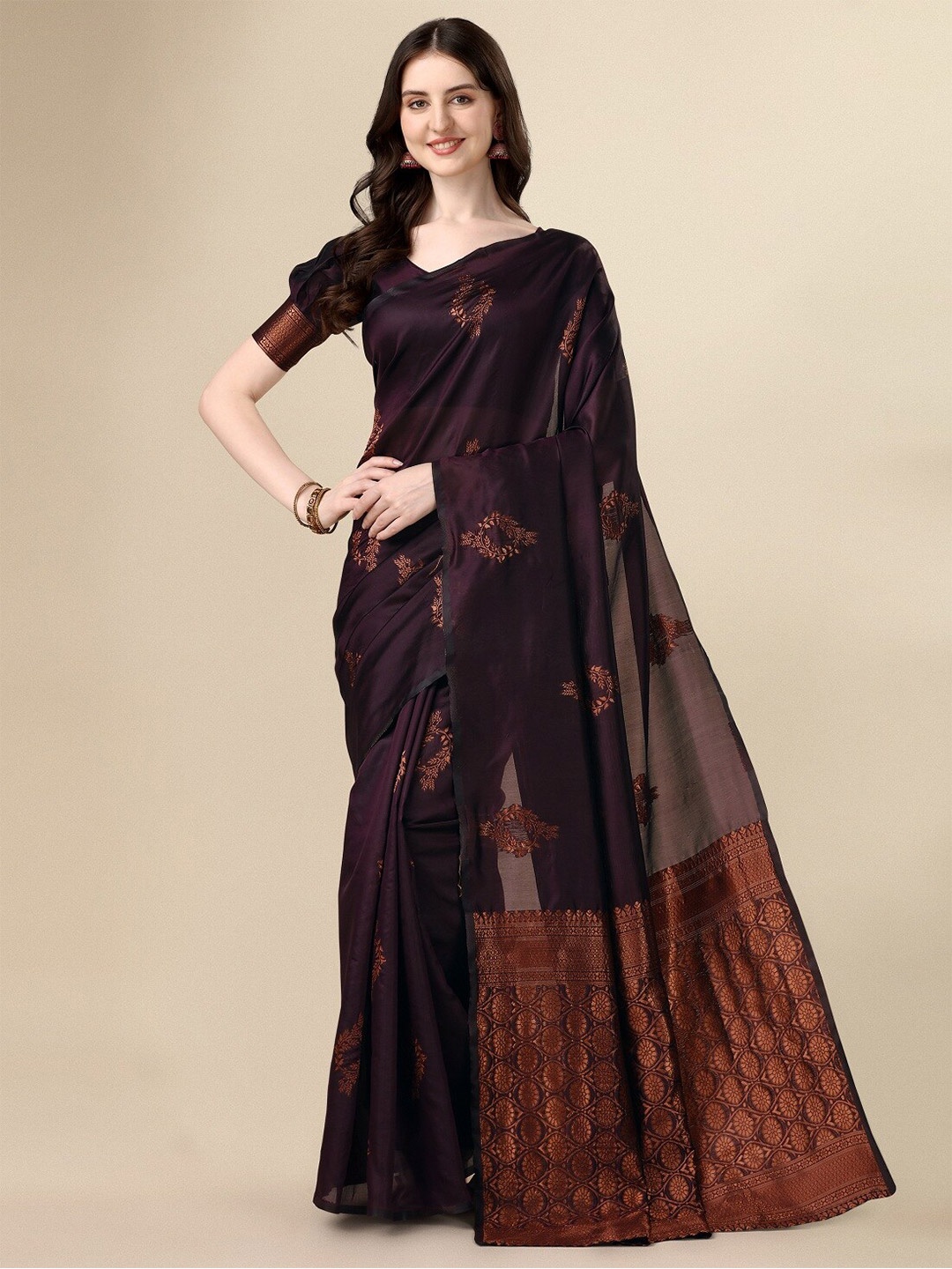 

Fashionuma Floral Woven Design Zari Saree, Purple