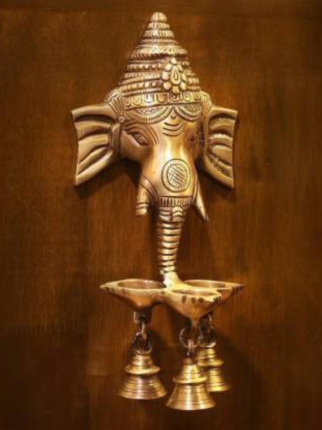 

Fashion Bizz Golden 3 Ghanti Ganesh Religious Showpiece, Gold