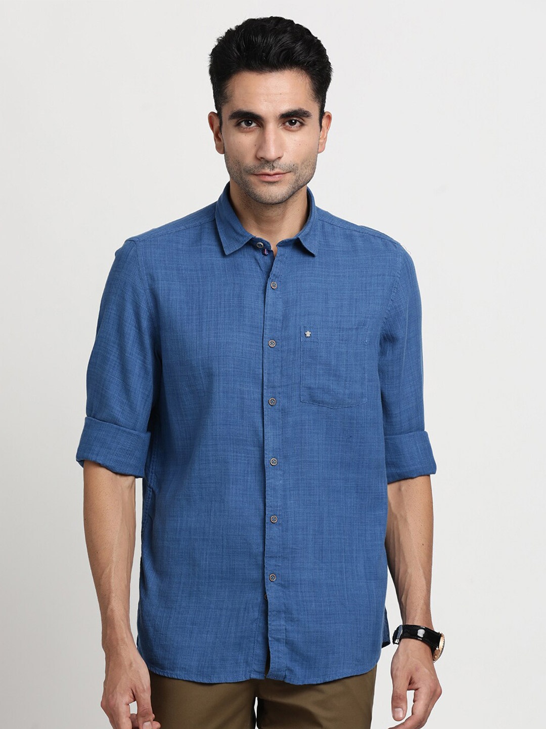 

Turtle Relaxed Slim Fit Casual Shirt, Blue