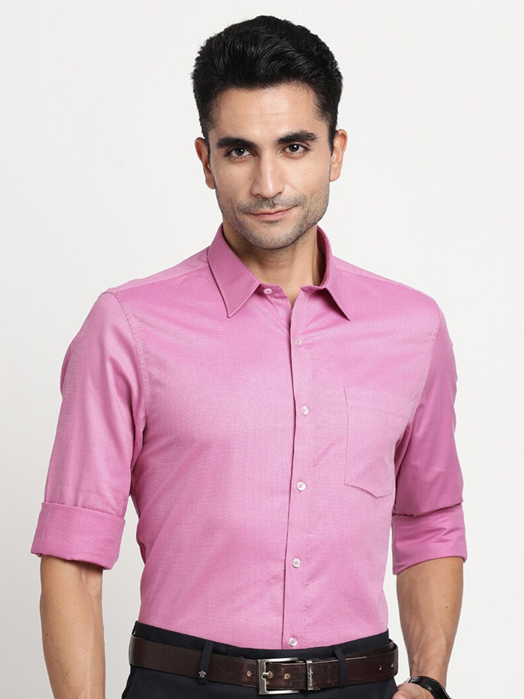 

Turtle Modern Slim Fit Pure Cotton Formal Shirt, Purple