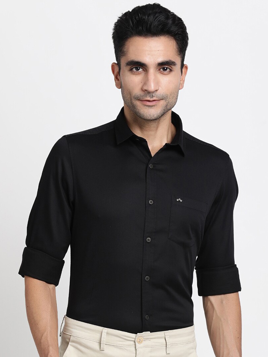 

Turtle Relaxed Slim Fit Cotton Formal Shirt, Black