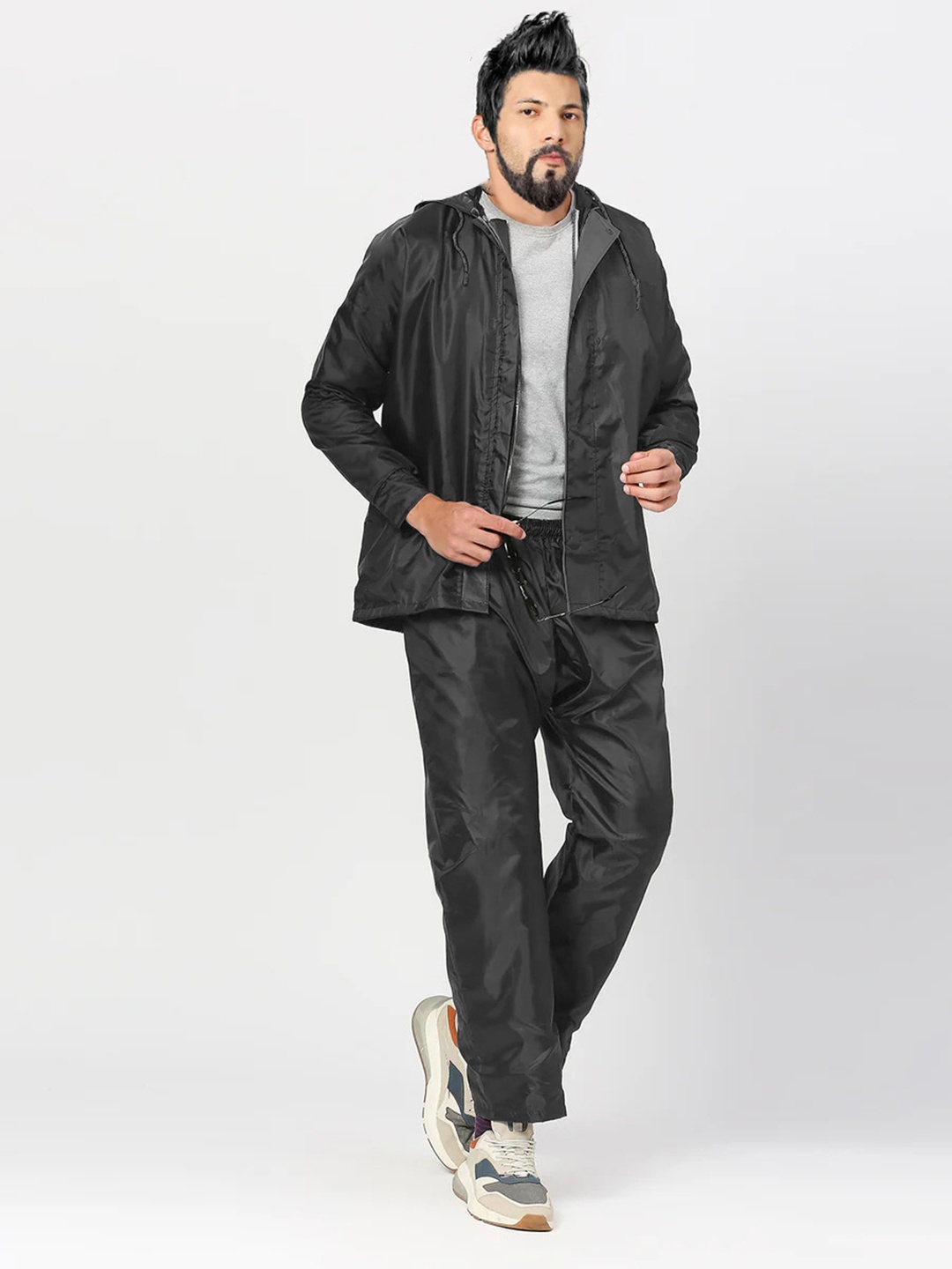 

CAMISON Men Hooded Rain Suit, Grey