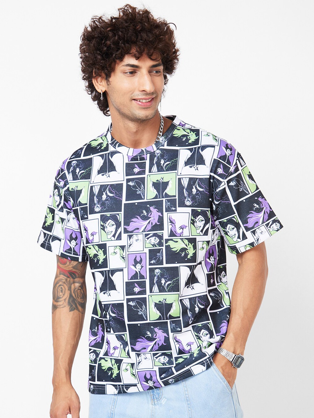 

VASTRADO Graphic Printed Cotton T-Shirt, Black