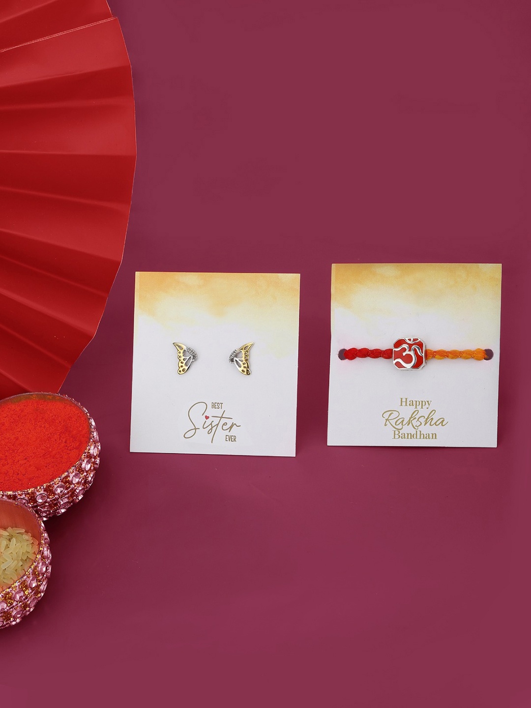 

Carlton London 925 Sterling Silver Enamel Rakhi with Stud Earring