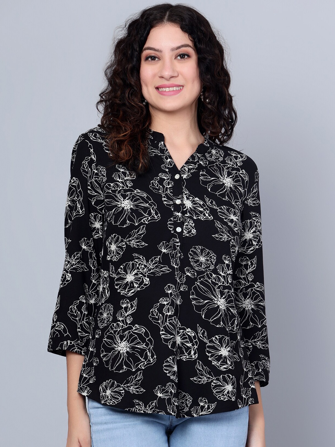 

Cantabil Floral Printed Tunic, Black