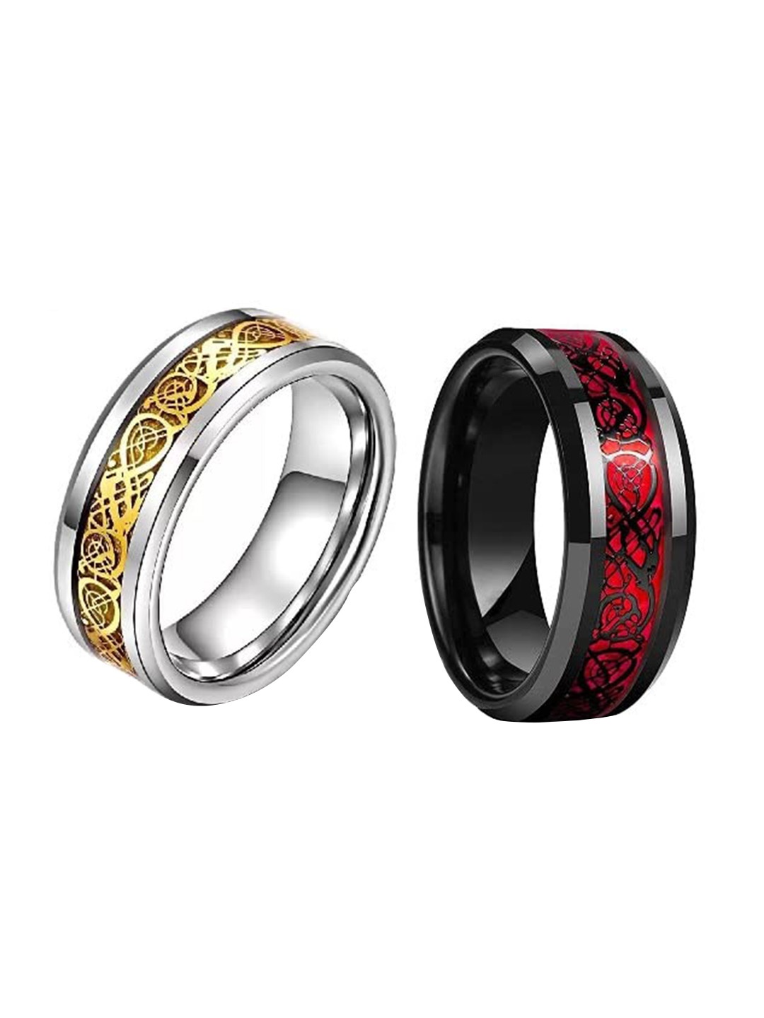 

MEENAZ Unisex Pack of 2 Couple Finger Rings, Black
