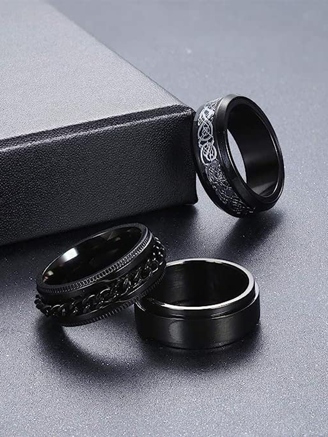 

MEENAZ Unisex Set of 3 Silver-Plated Finger Rings