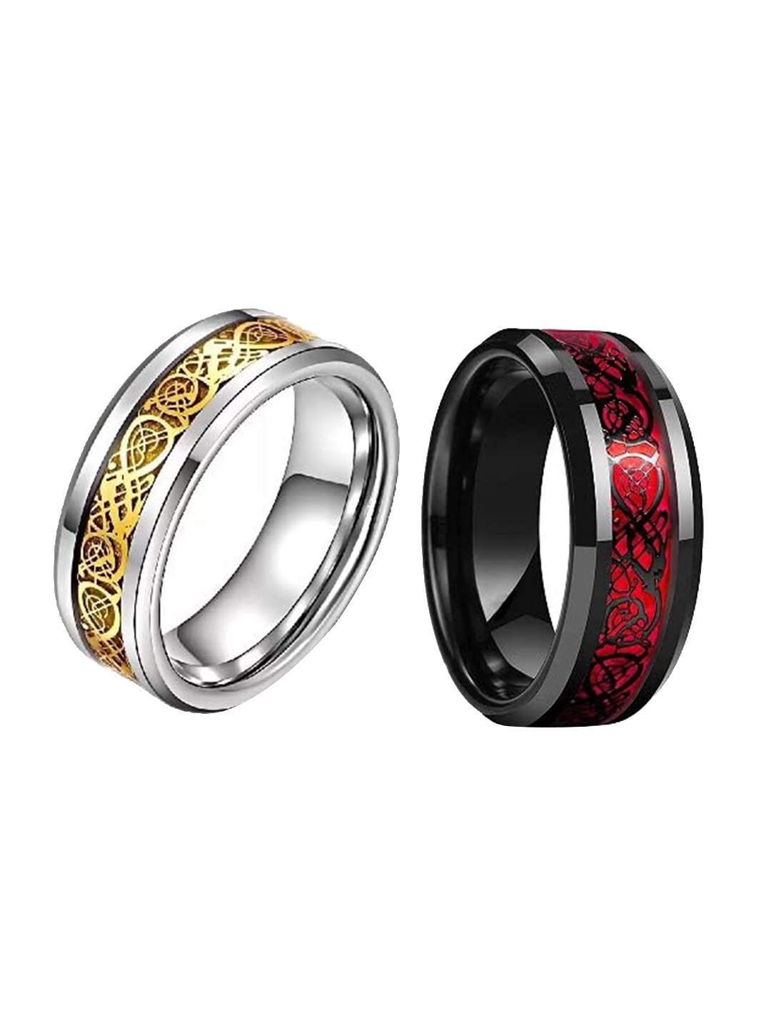 

MEENAZ Unisex Set Of 2 Silver-Plated Finger Rings