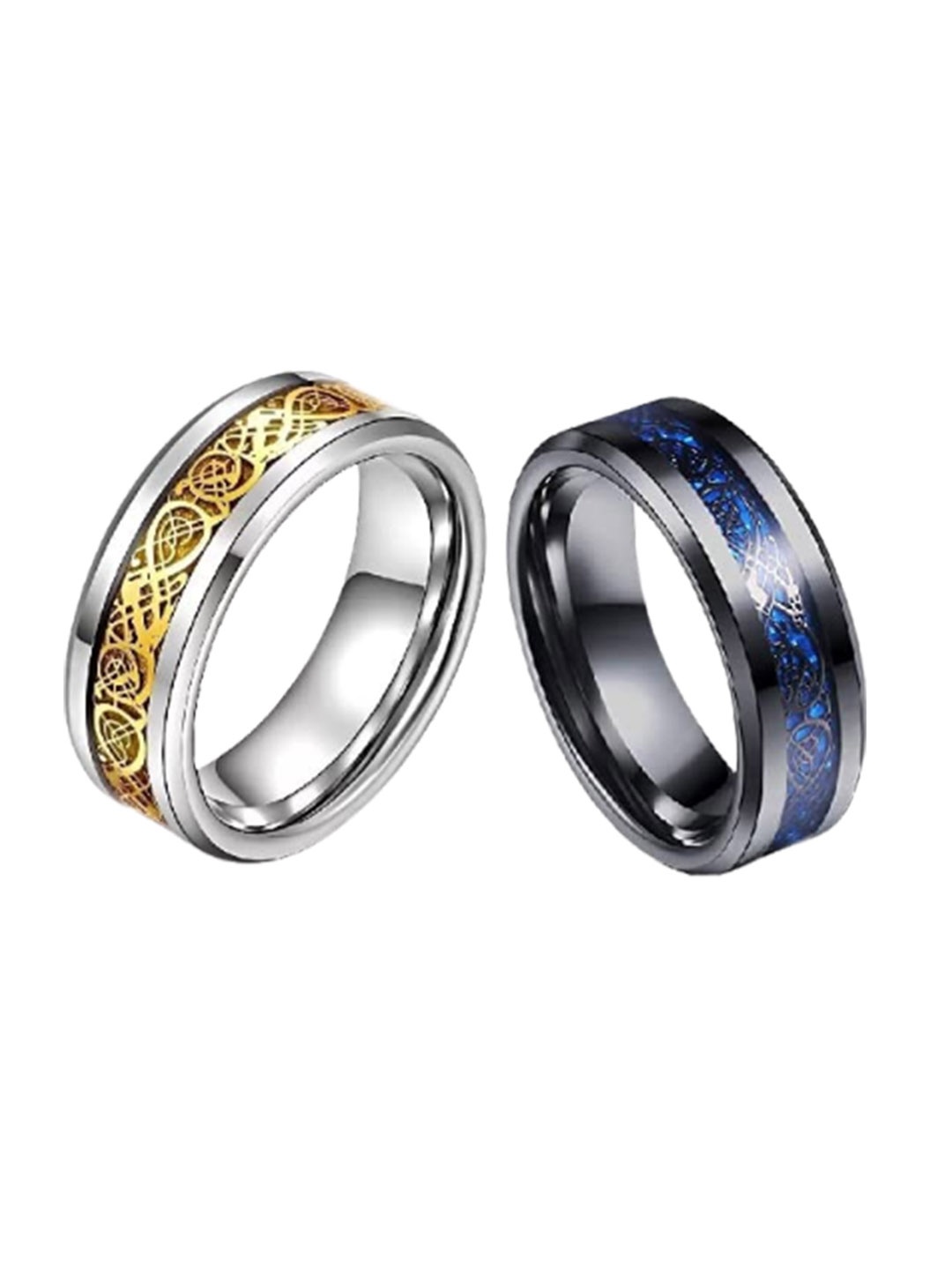 

MEENAZ Unisex Set Of 2 Silver-Plated Finger Rings