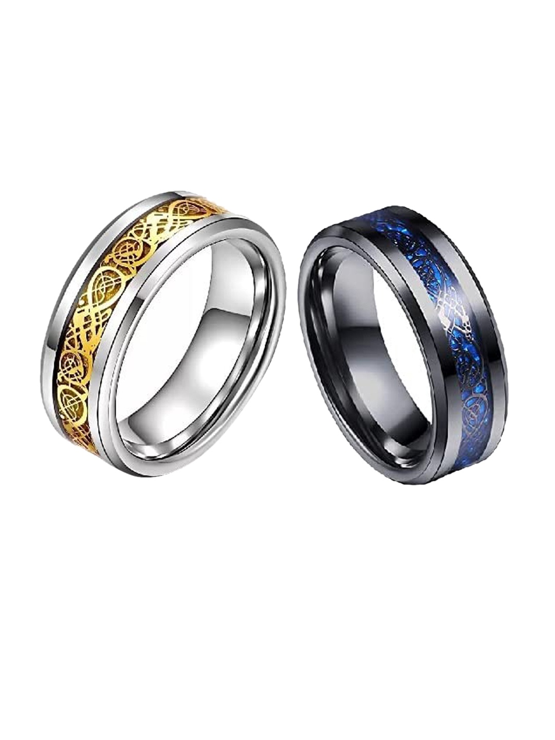 

MEENAZ Unisex Set Of 2 Silver-Plated Finger Rings