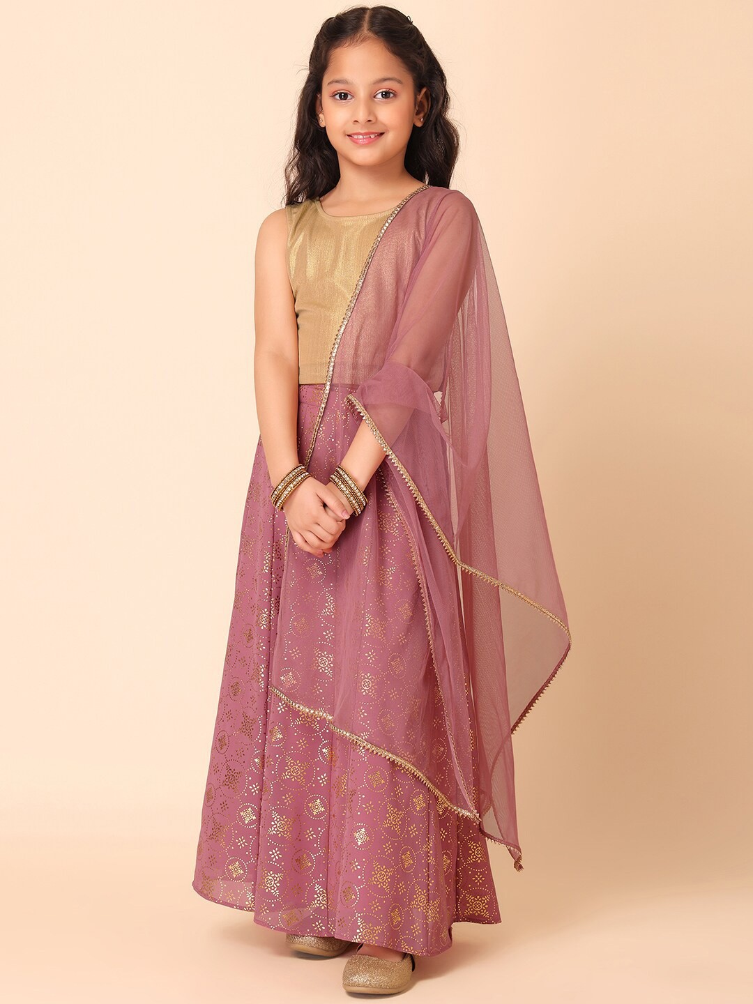 

Miss Indya Girls Ready to Wear Lehenga & Blouse With Dupatta, Pink