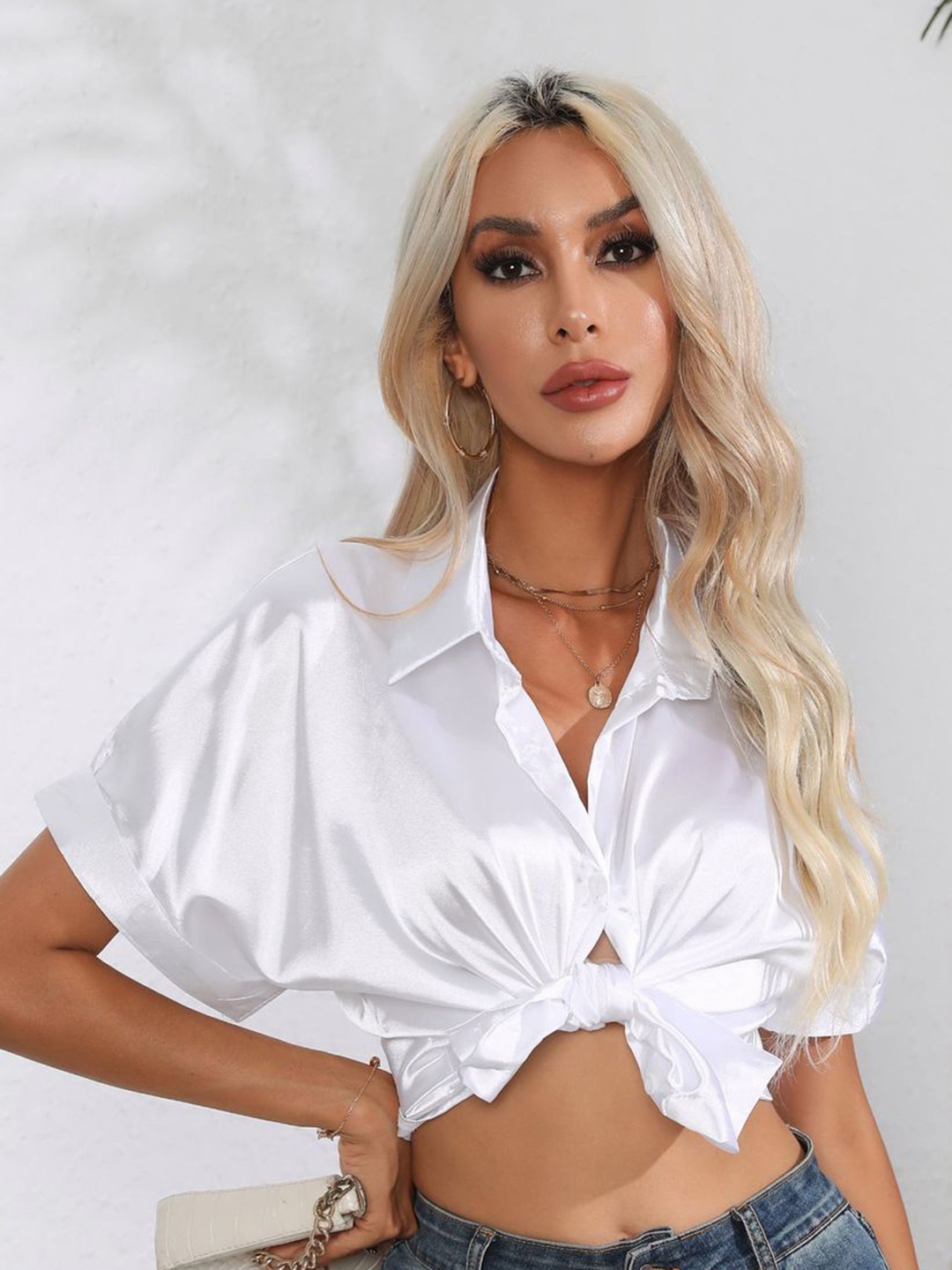 

StyleCast White Extended Sleeves Casual Shirt