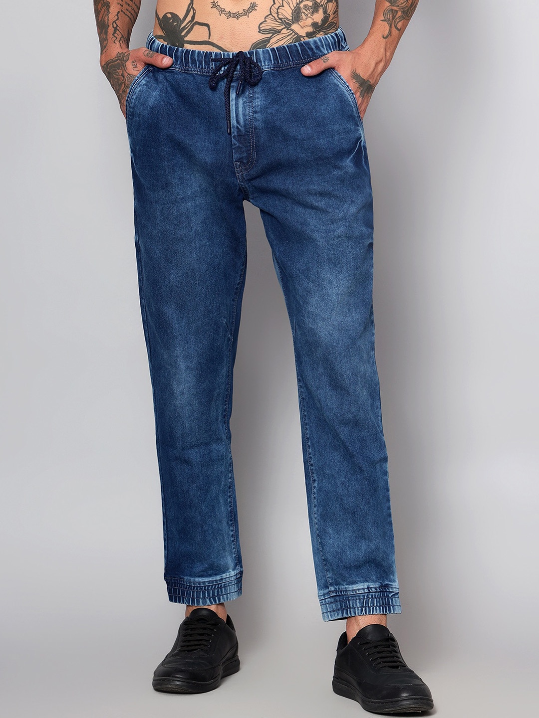 

Cantabil Men Comfort Heavy Fade Clean Look Cotton Stretchable Joggers, Blue