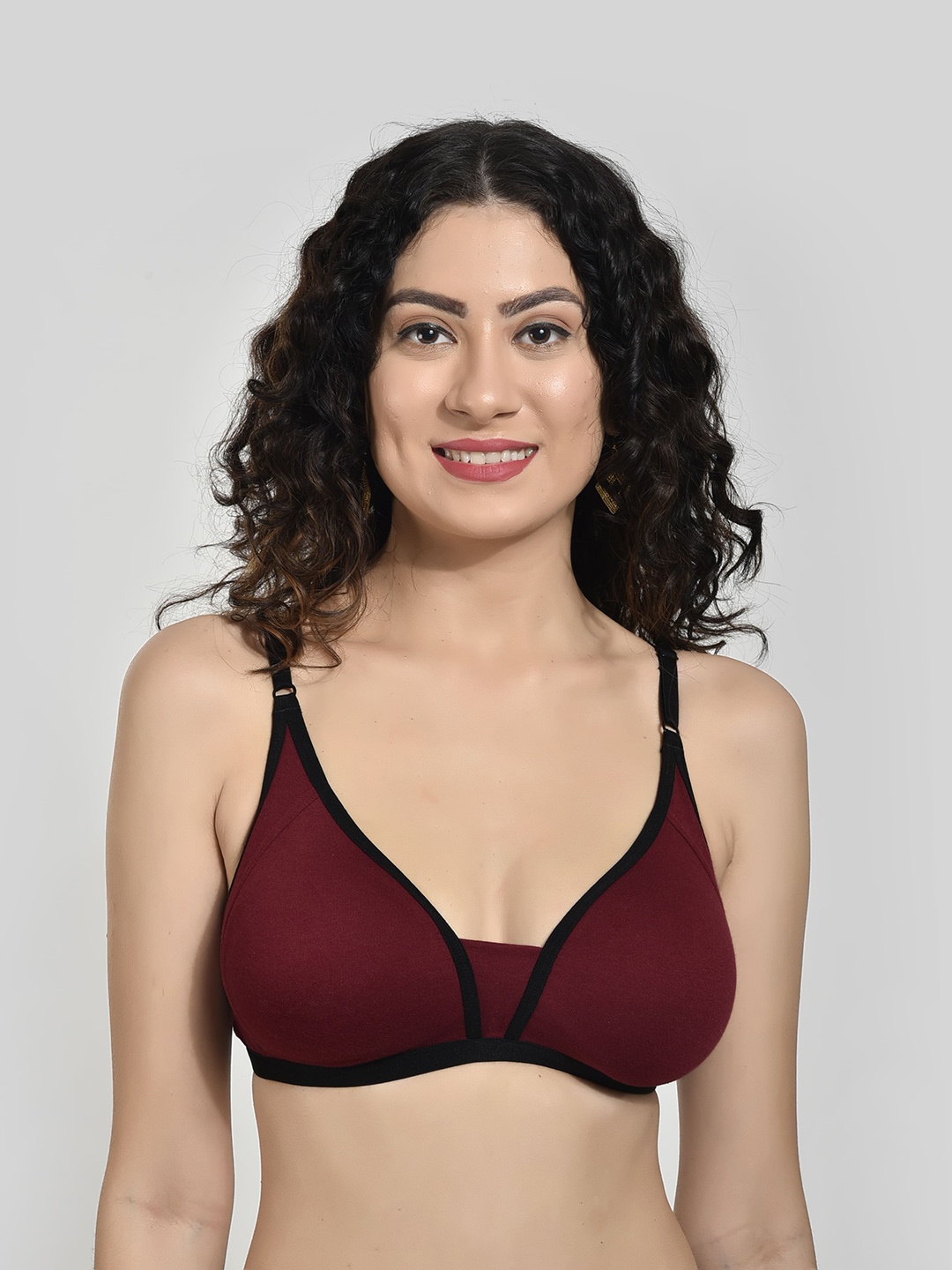 

Innocence Medium Coverage Non Padded Everyday Bra All Day Comfort, Maroon