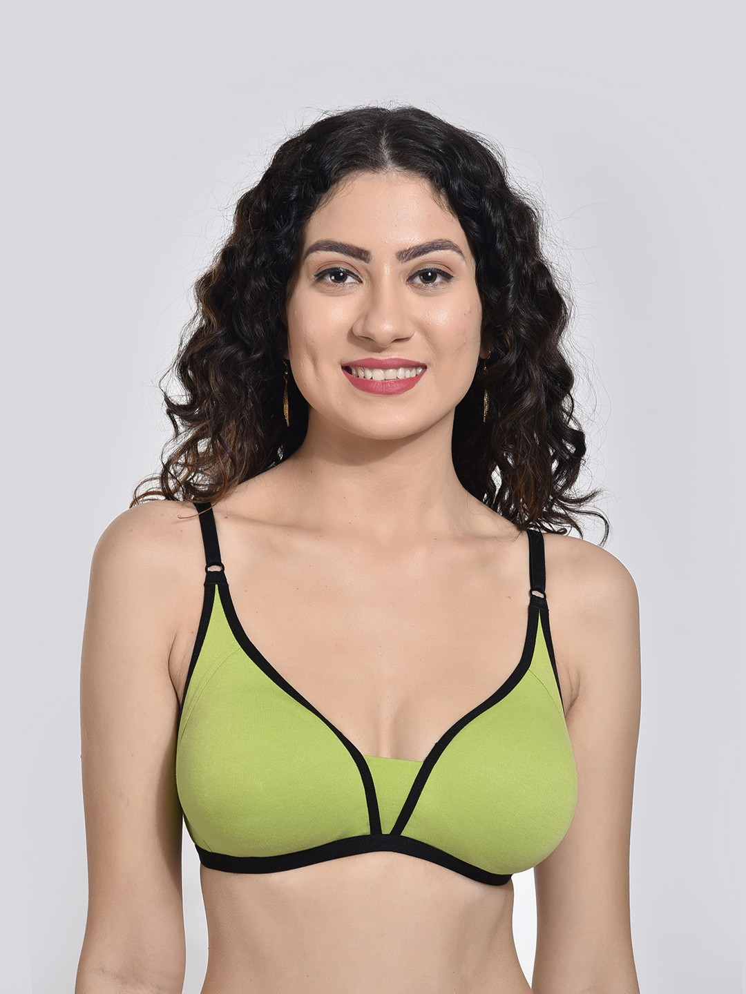 

Innocence Pack Of 3 Medium Coverage Non Padded Everyday Bra All Day Comfort, Green