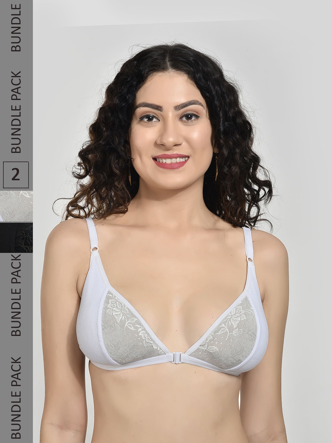 

Innocence Pack Of 2 Self Design Medium Coverage Non Padded Everyday Bra All Day Comfort, White