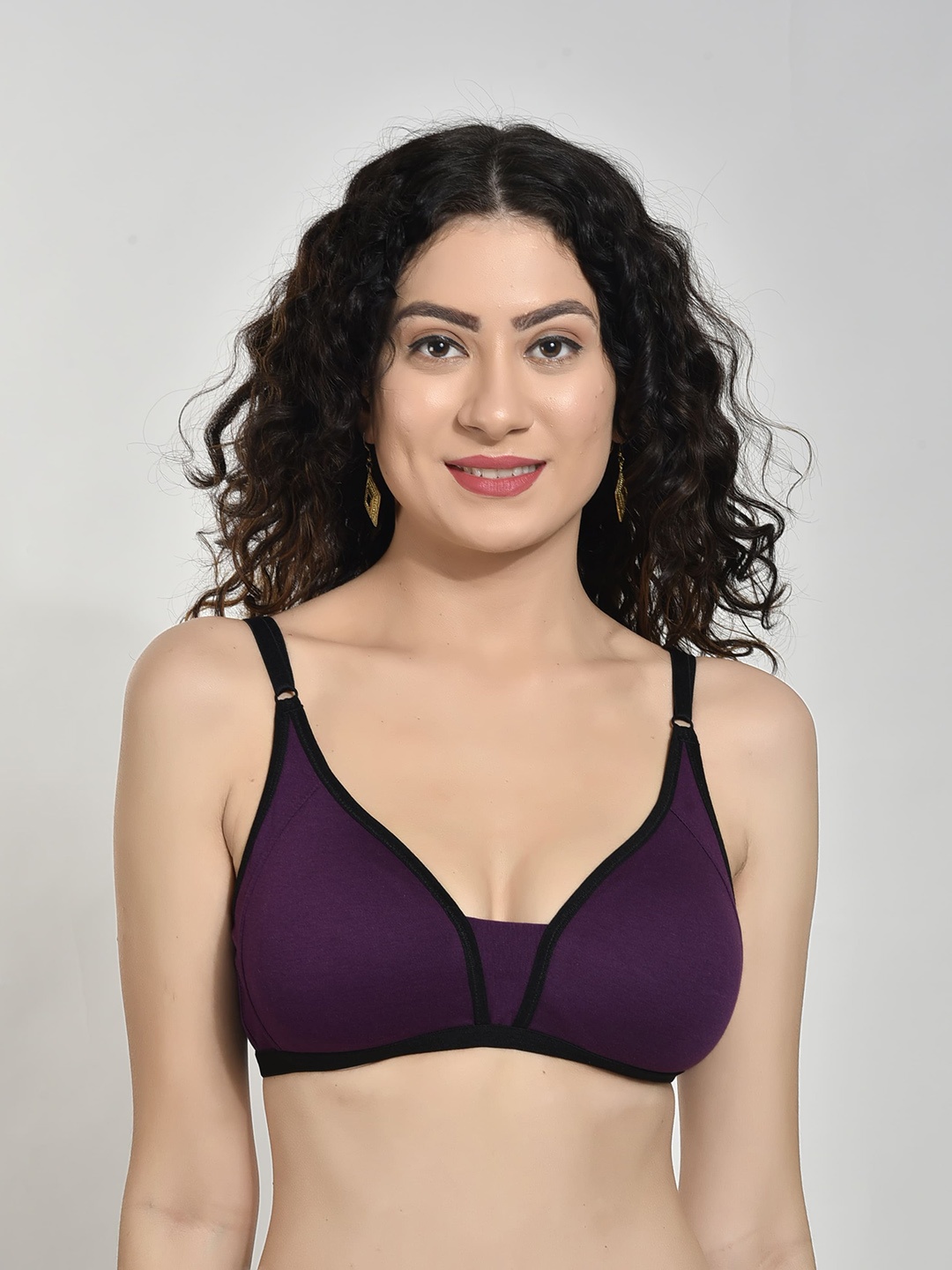 

Innocence Medium Coverage Non Padded Everyday Bra All Day Comfort, Purple