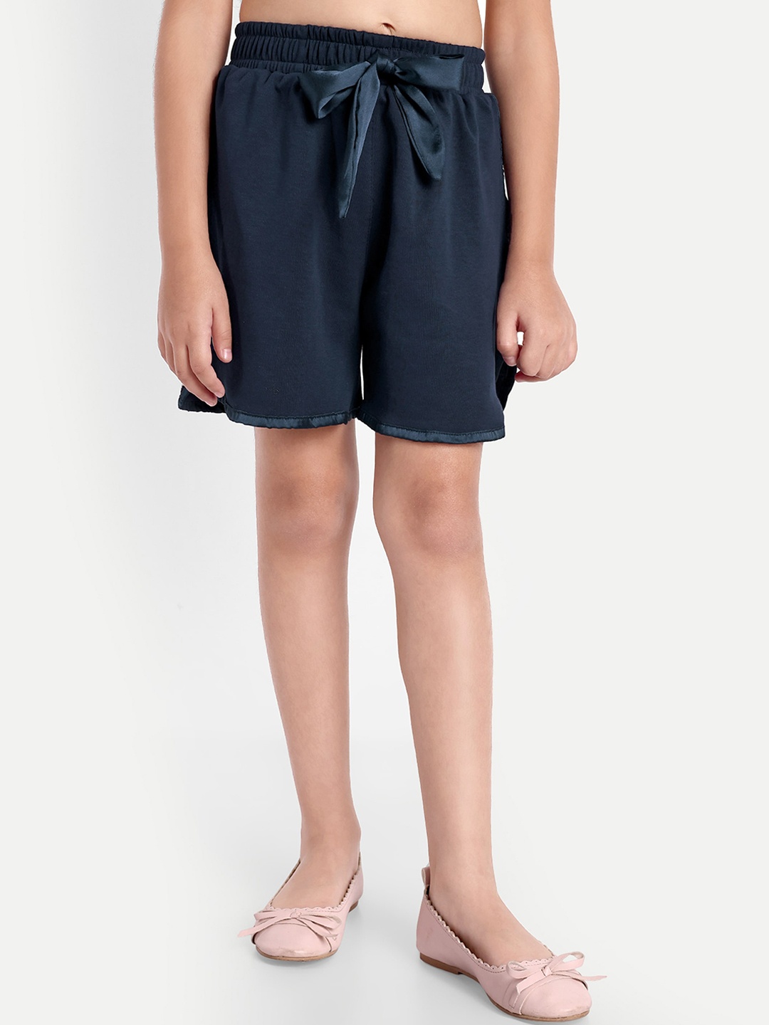 

PAMPOLINA Girls Mid-Rise Cotton Shorts, Navy blue