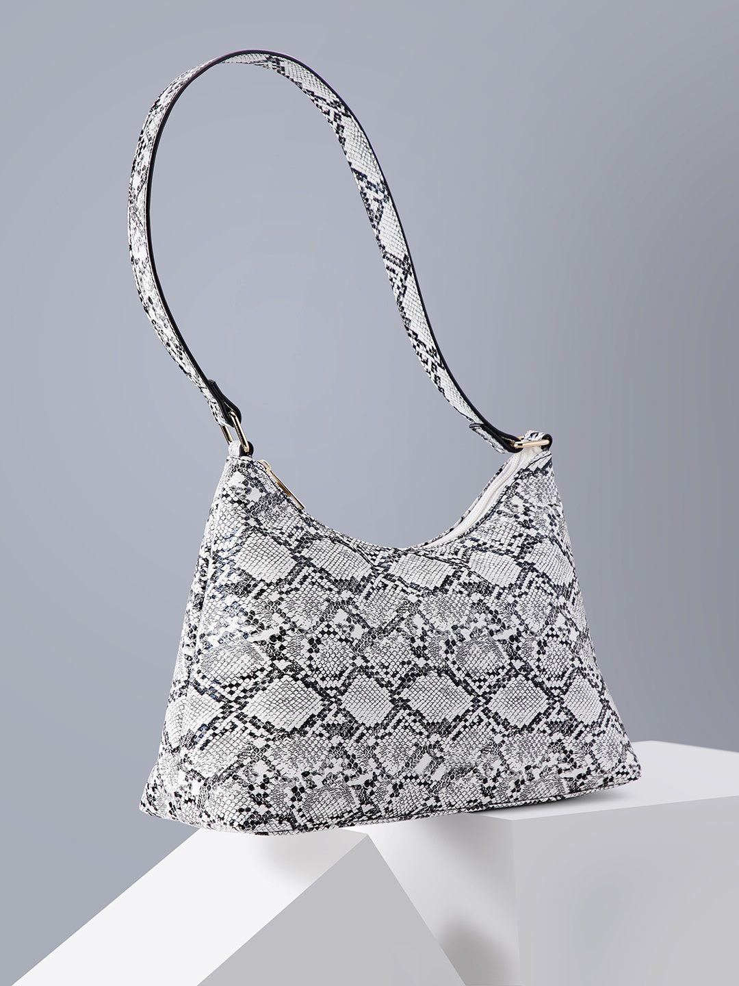

French Connection Animal Print Structured Mini Shoulder Bag, Black
