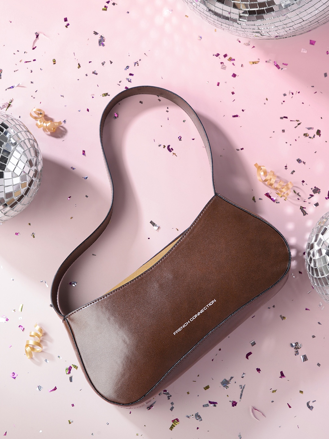 

French Connection Solid Structured Mini Shoulder Bag, Brown