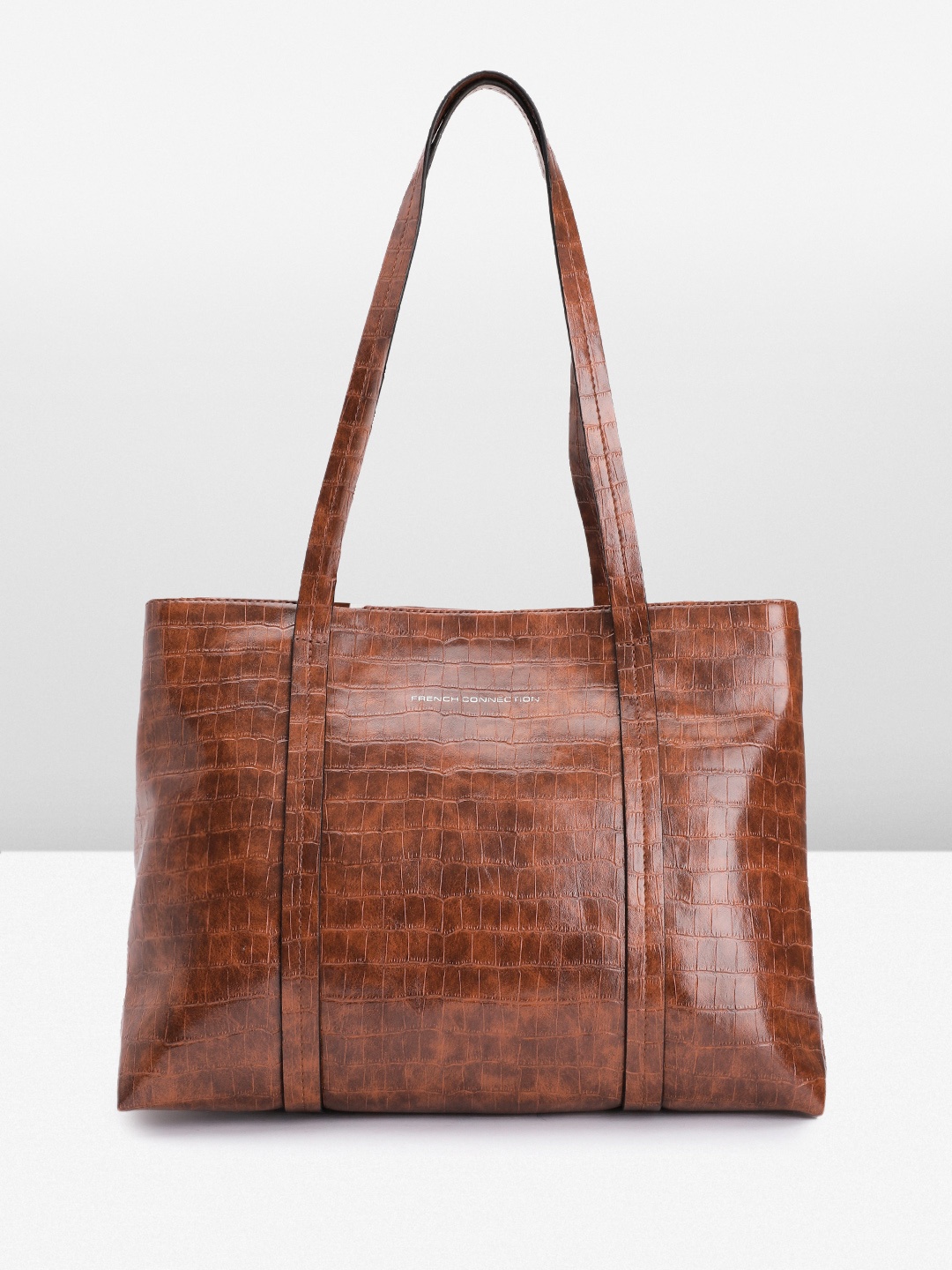 

French Connection Animal Textured Structured Shoulder Bag, Brown