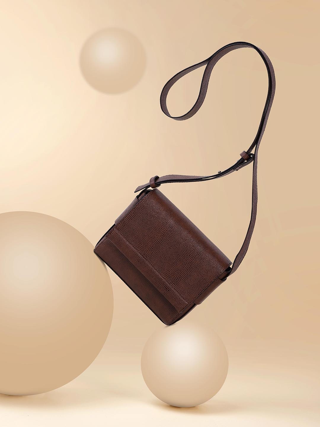 

French Connection Structured Sling Bag, Brown