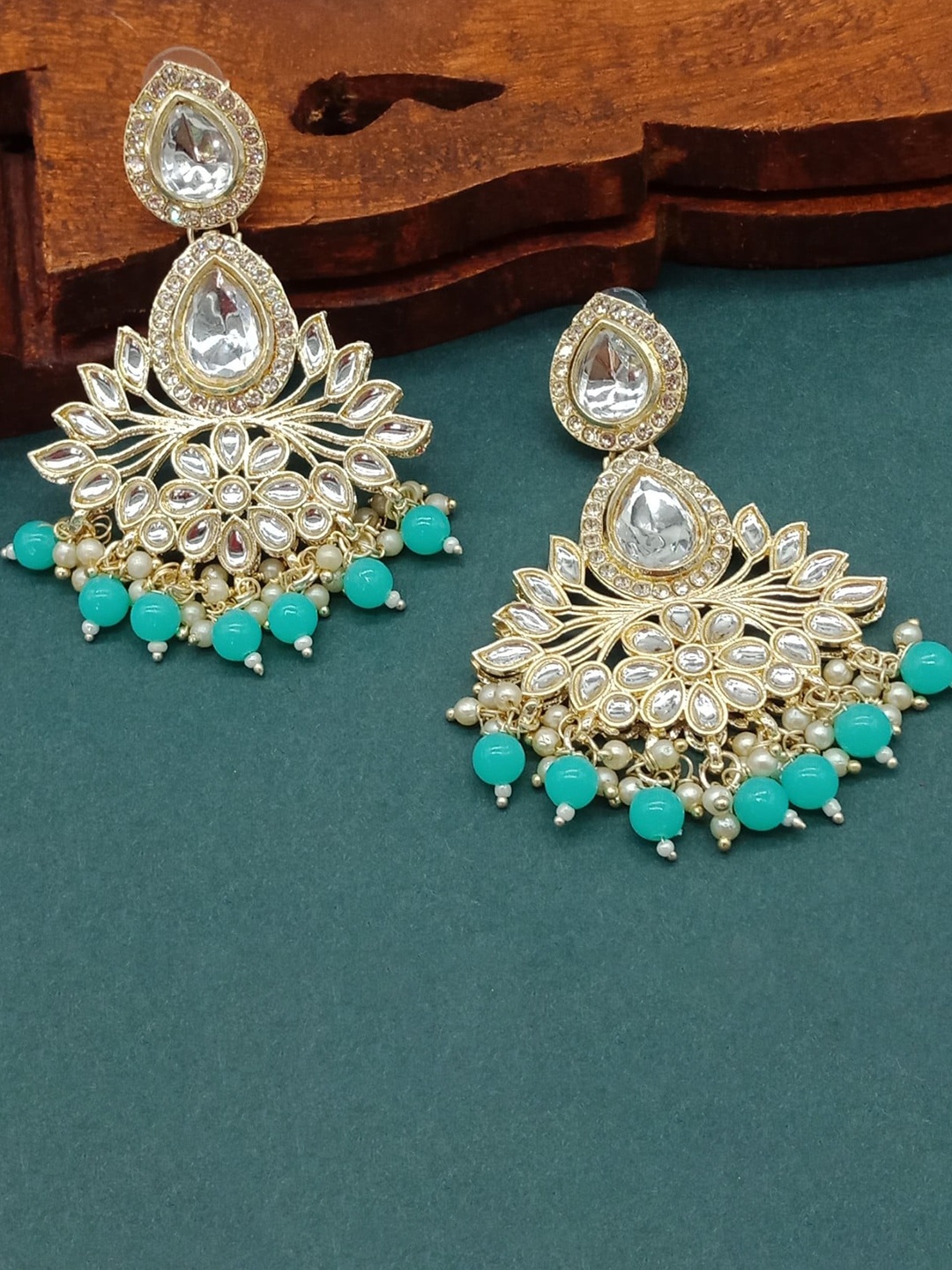 

AASHISH IMITATION Gold Plated Kundan Studded Drop Earrings
