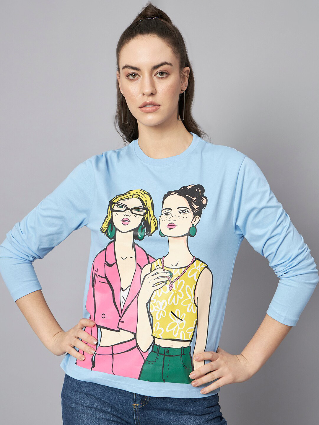 

The Dry State Blue Graphic Printed Cotton Loose T-shirt