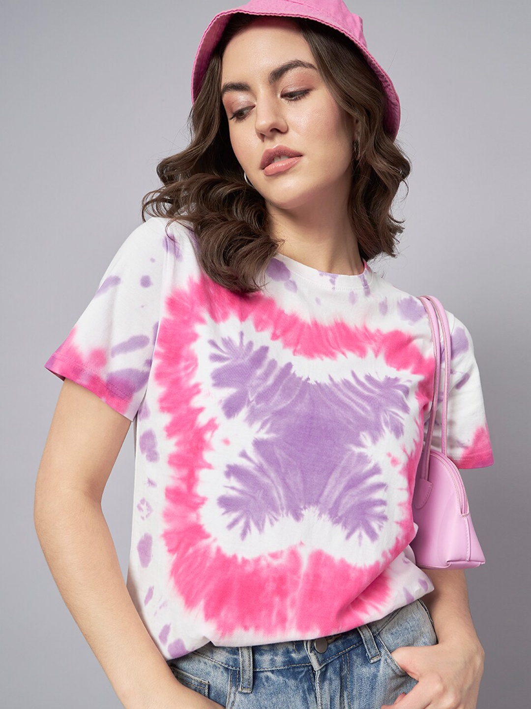 

The Dry State Pink Tie & Dye Cotton Loose T-shirt