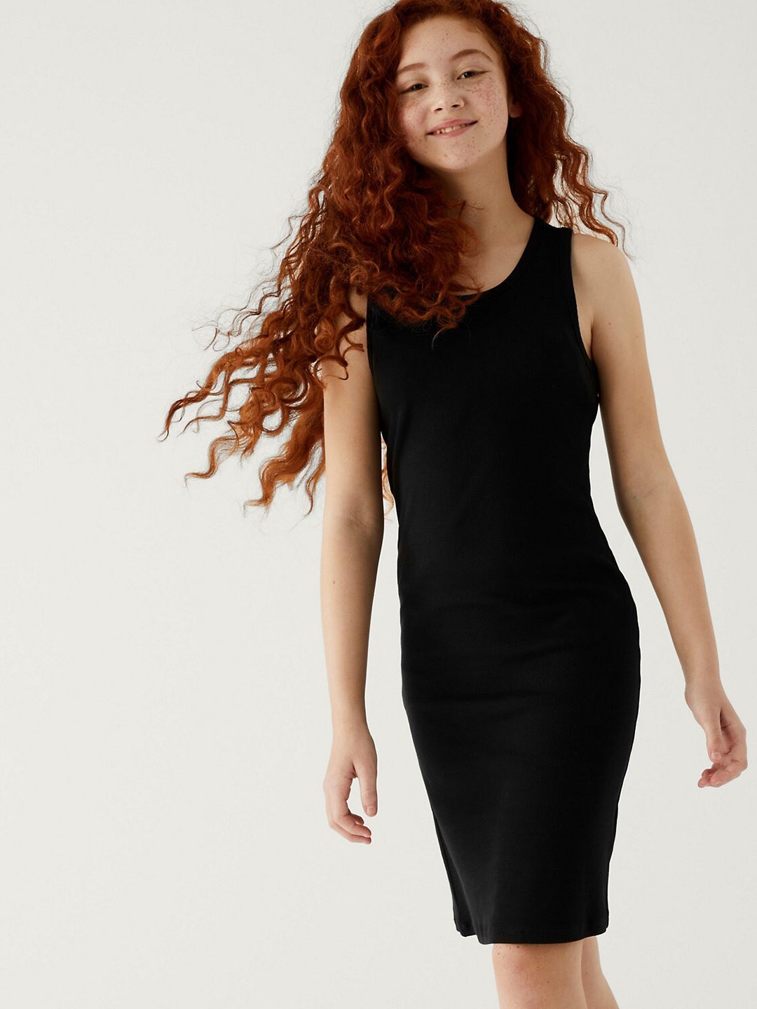 

Marks & Spencer Girls Sleeveless Cotton Bodycon Dress, Black