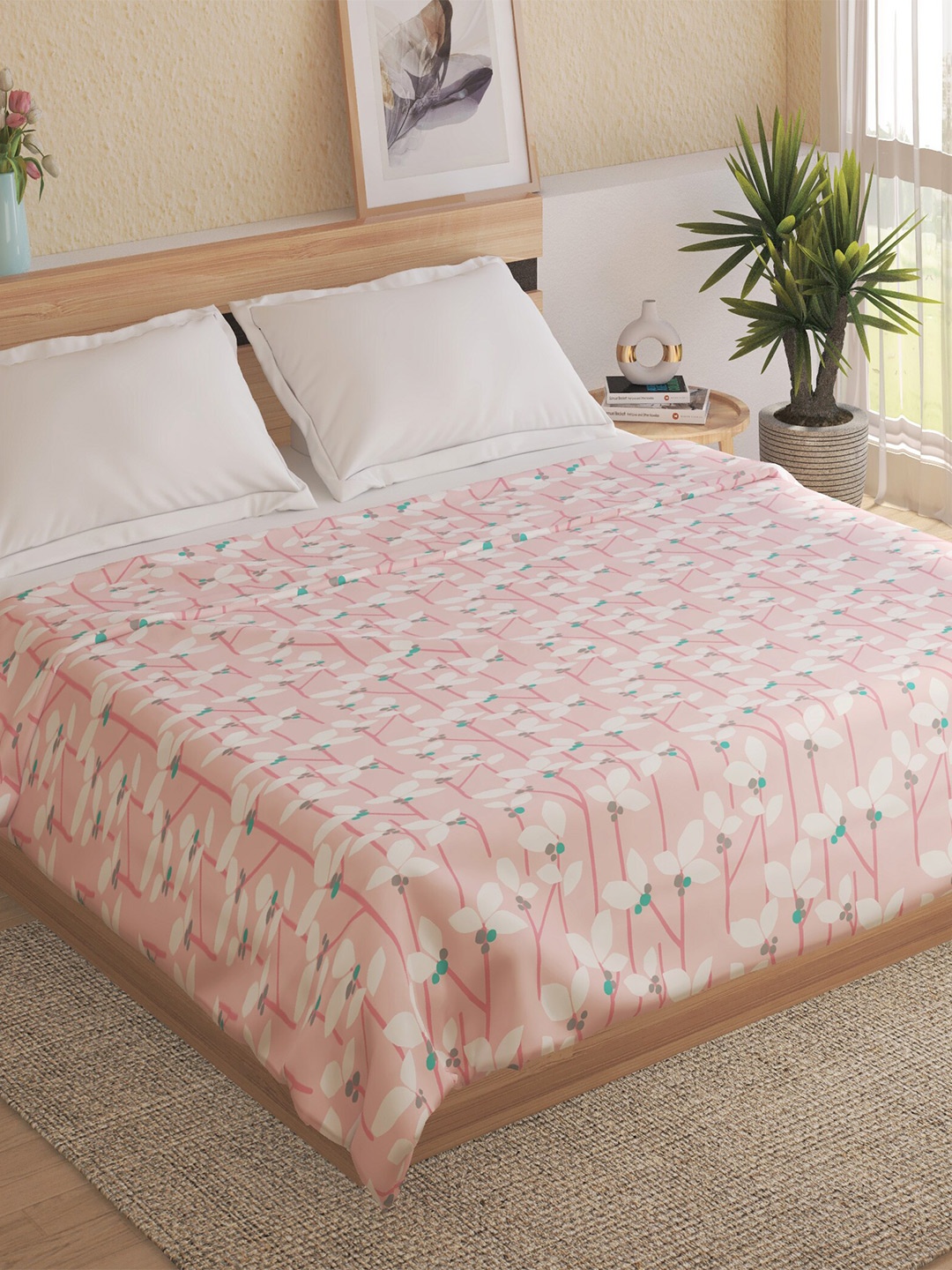 

Home Centre Pacific Archer Pink Floral 180 GSM Summer Double Bed Blanket