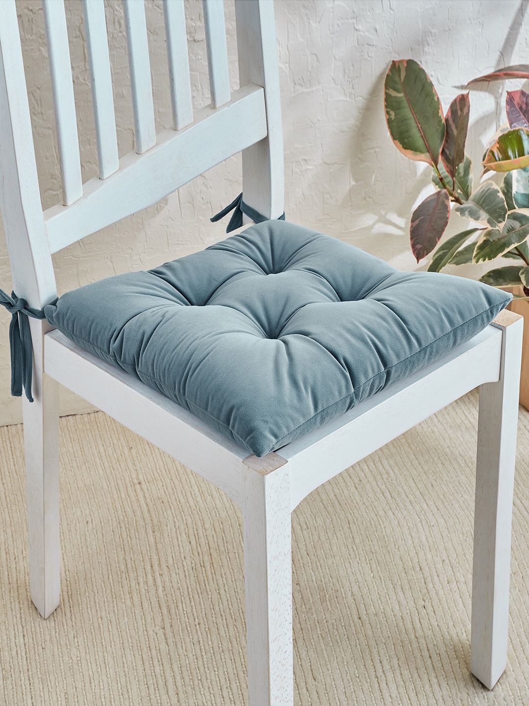 

Home Centre Harbour Blue Velvet Comfortable Square Chair Pad