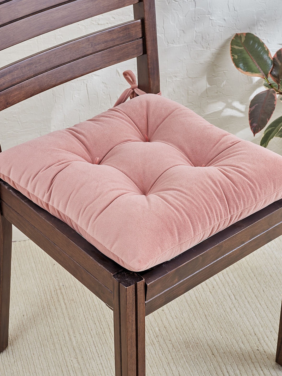 

Home Centre Harbour Peach-Coloured Velvet Square Chair Pad