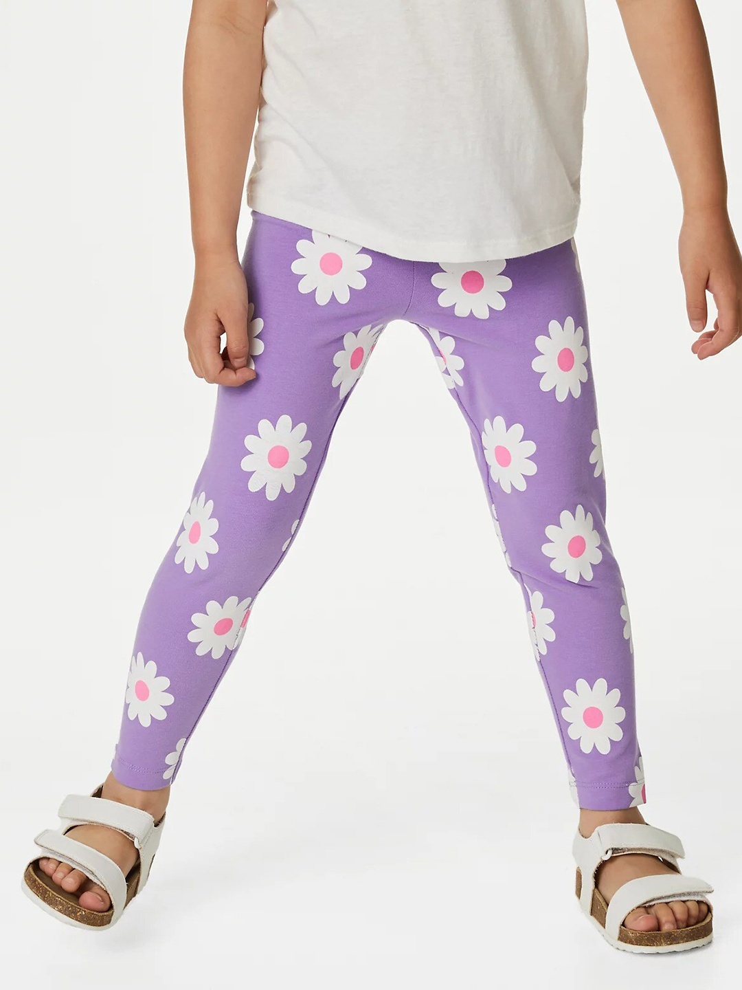 

Marks & Spencer Girls Printed Ankle-Length Leggings, Purple