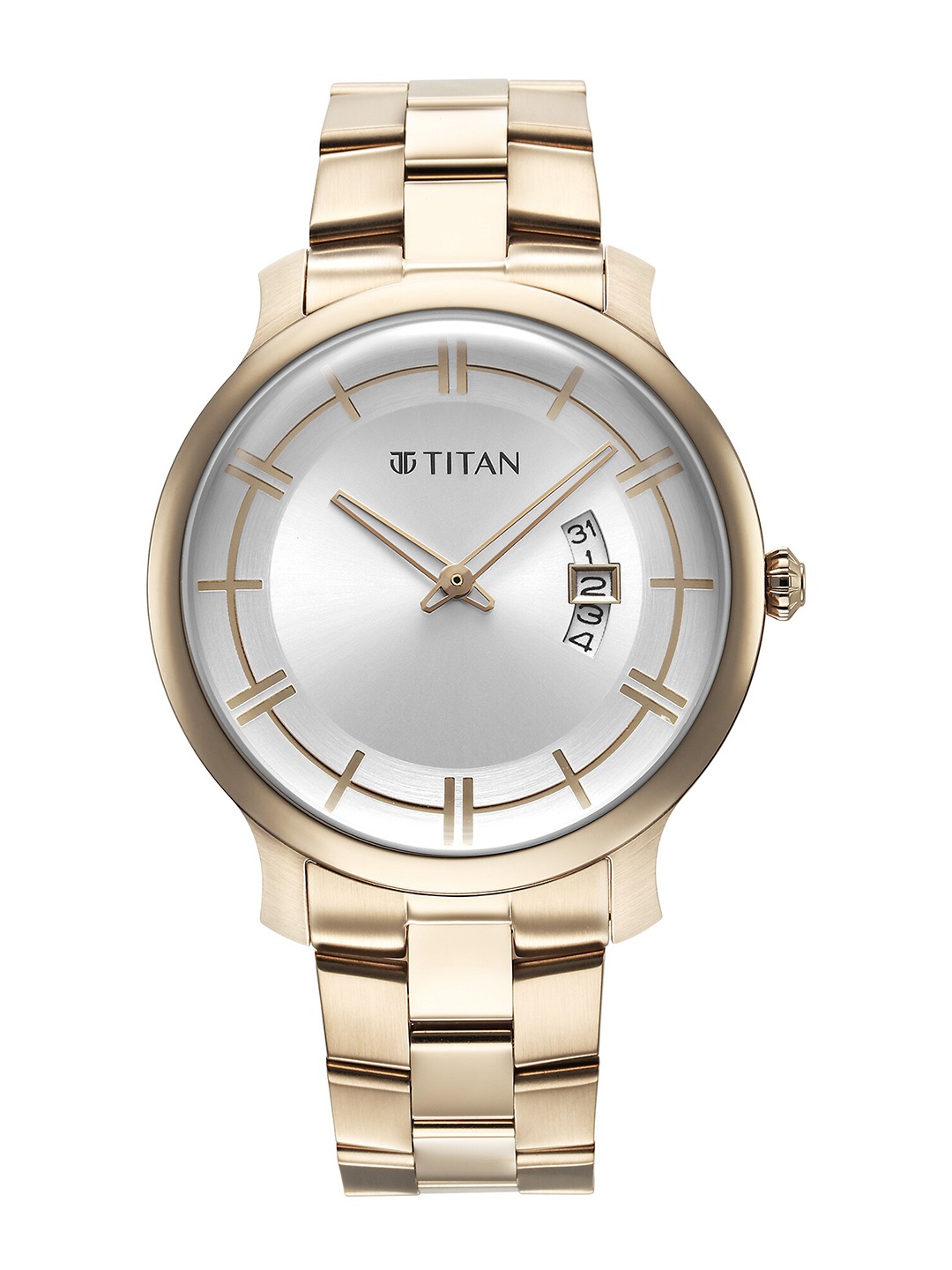 

Titan Dial & Rose Gold Plating Stainless Steel Bracelet Straps Analogue Watch 90170WM01, White