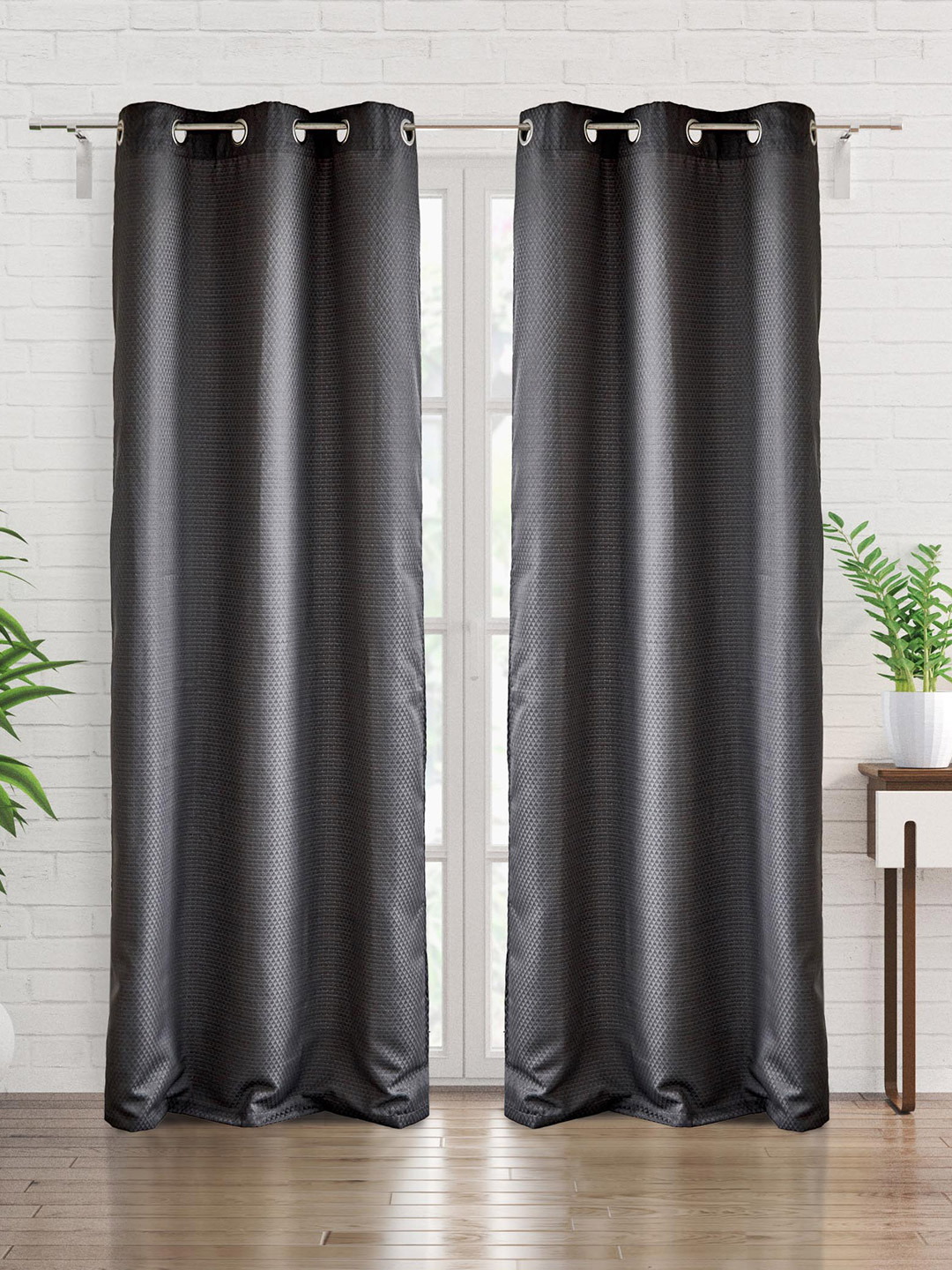 

Home Centre Grey 2-Pieces Black Out Door Curtains