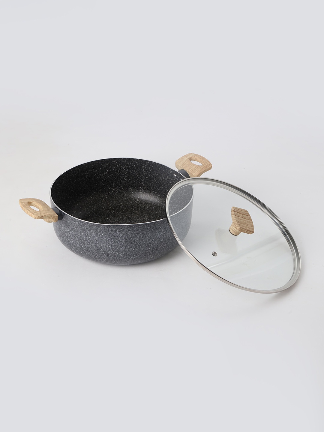 

Home Centre Chef Special Osage Black Aluminium Non-Stick Casserole with Glass Lid- 6.2L