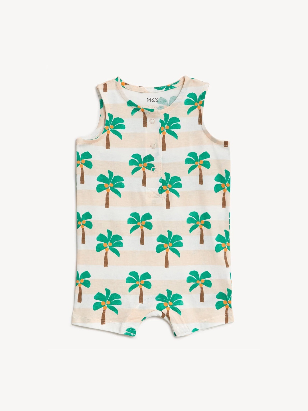 

Marks & Spencer Boys Printed Pure Cotton Romper, Peach