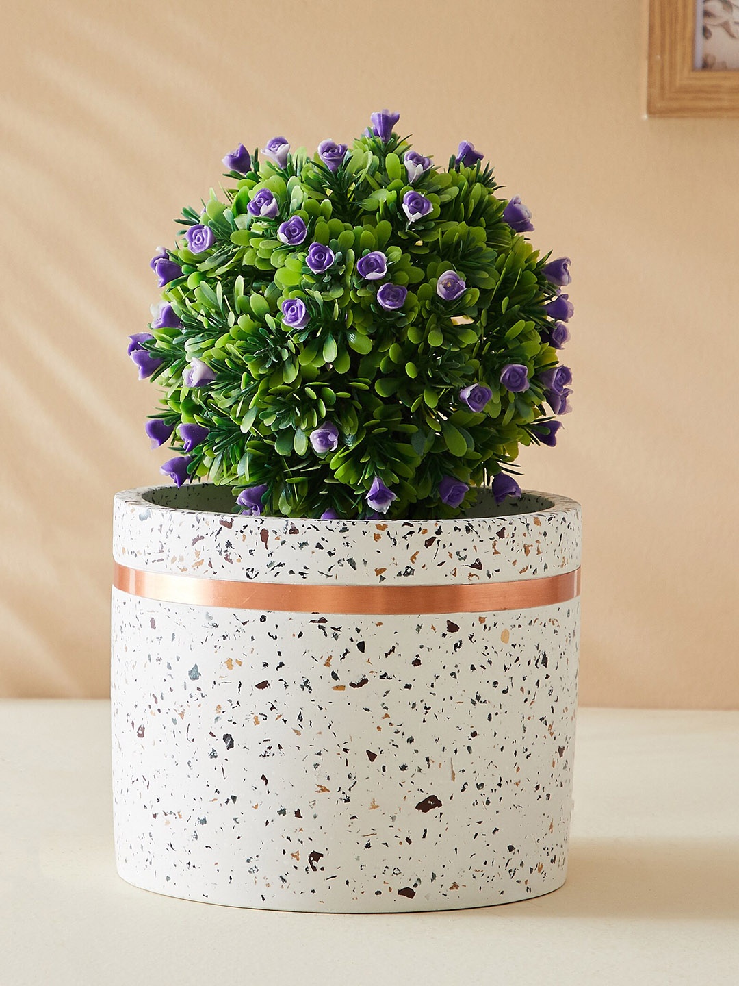 

Home Centre Splendid-Terra Roza White Printed Iron Planter