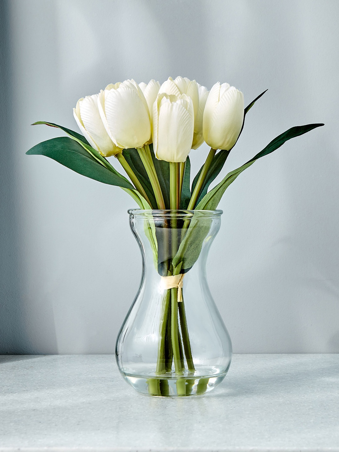 

Home Centre Gloria Creation Artificial Tulips With Glass Pot, White