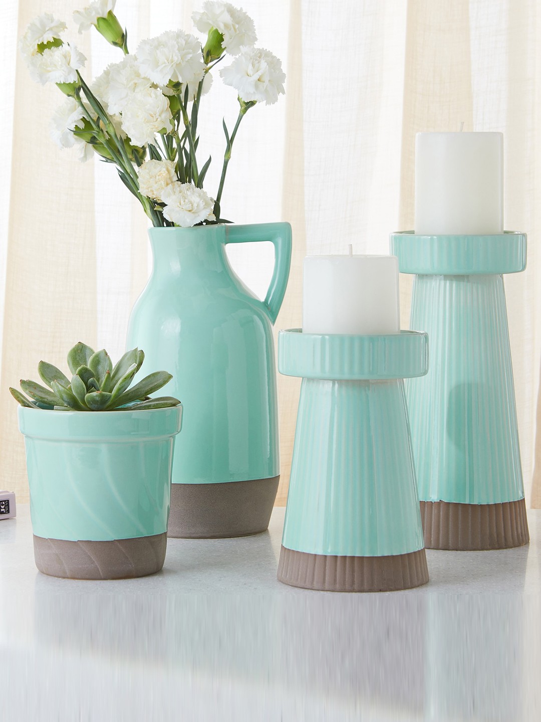 

Home Centre Colour Refresh Teal Blue Ceramic Planter