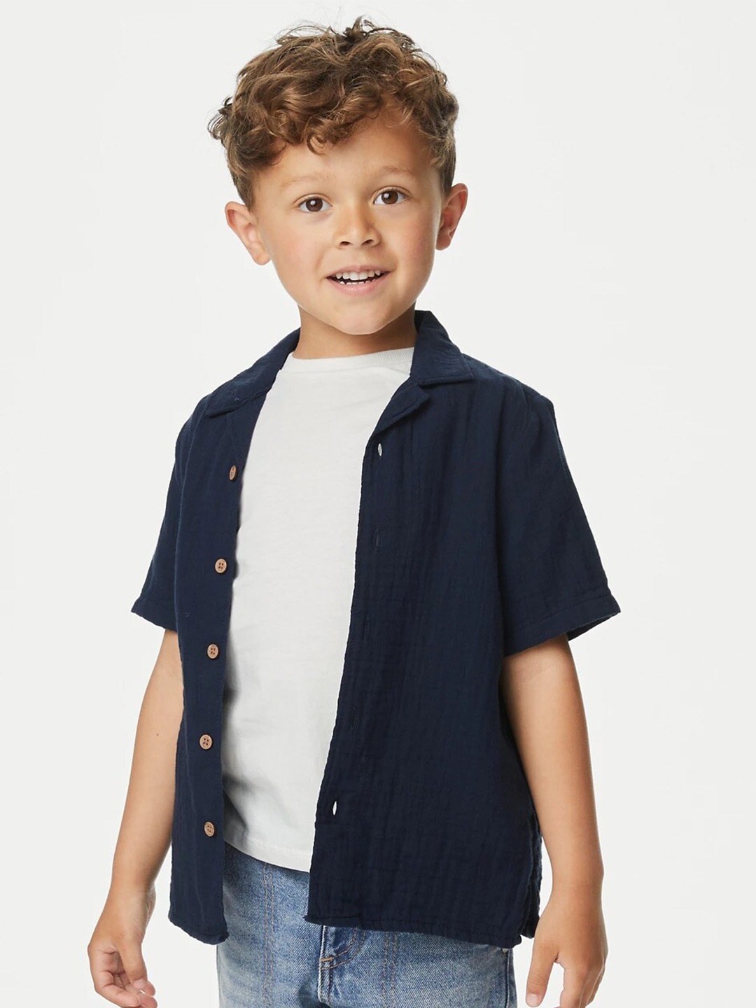 

Marks & Spencer Boys Casual Shirt With T-Shirt, Navy blue