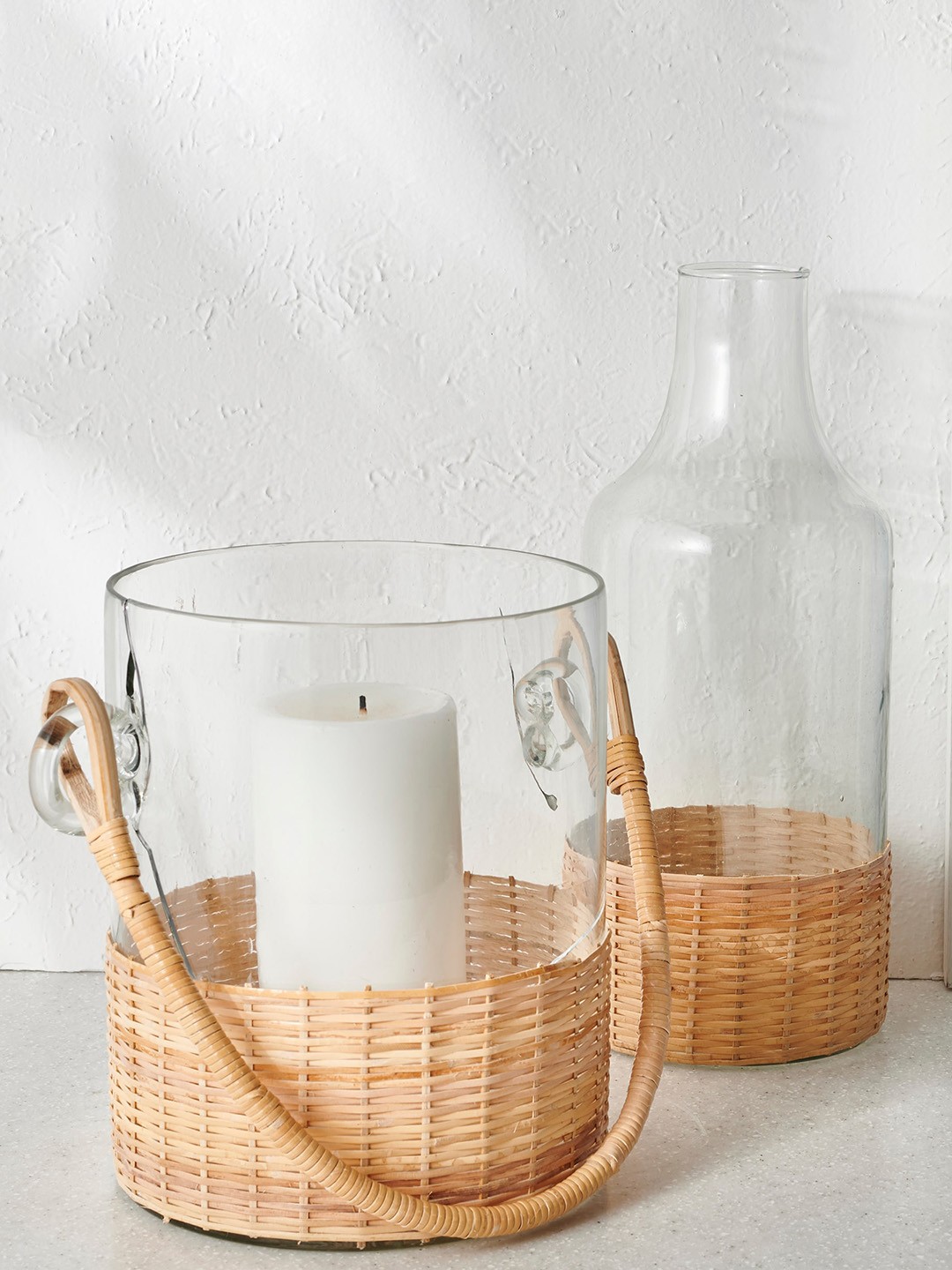 

Home Centre Splendid Santorini Glass Rattan Narrow Mouth Vase, Brown